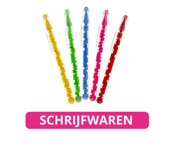 Uitdeelcadeautjes schrijfwaren, pennen, potloden en memoboekjes