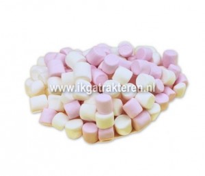 Snoep: Mini Marsmallows Roze 100 gram