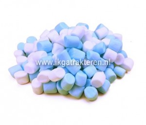 Snoep: Mini Marsmallows Blauw 100 gram
