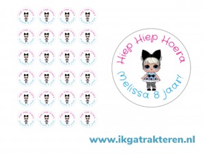 Lol surprise traktatie stickers met tekst 24 op vel