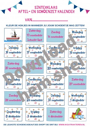 Aftelkalender / Schoenzetkalender