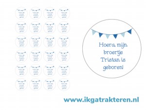 Broertje Traktatie Stickers 24 op vel