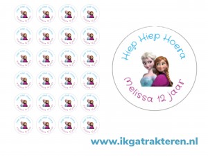 Frozen Traktatie Stickers 24 op vel