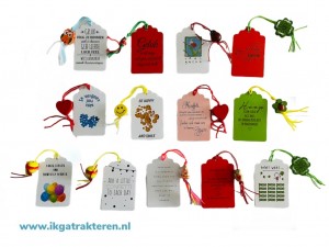 Cadeaulabel met gelukspoppetje 