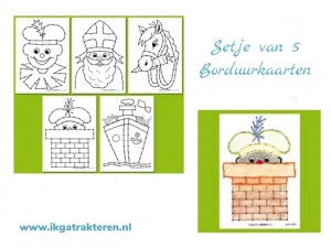 Borduurkaarten Sinterklaas, set van 5