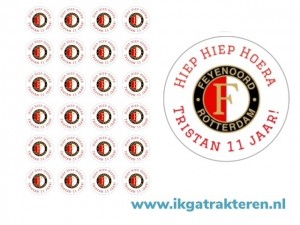Feyenoord Traktatie Stickers met Tekst 24 op vel
