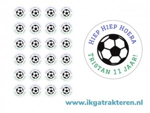 Voetbal Traktatie Stickers met tekst 24 op vel