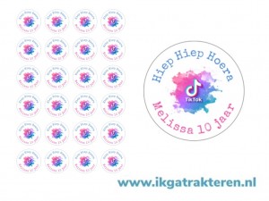 Tiktok traktatie stickers met tekst 24 op vel