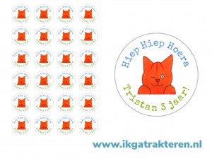 Dikkie Dik Traktatie Stickers met Tekst 24 op vel