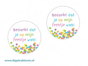 Sticker Bedankt dat je op mijn feestje was 4 cm