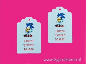 Sonic Kaartje / Label 6,8 cm met Tekst