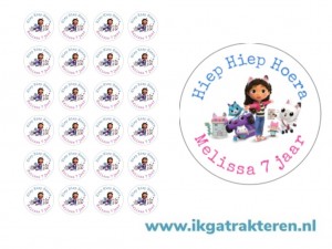 Gaby's Poppenhuis Traktatie Stickers met tekst 24 op vel