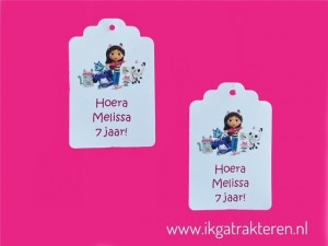 Gaby's Poppenhuis Kaartje / Label 6,8 cm met Tekst