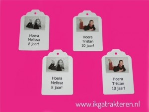 Kaartje Label Wit met Foto en Tekst 6,8 cm