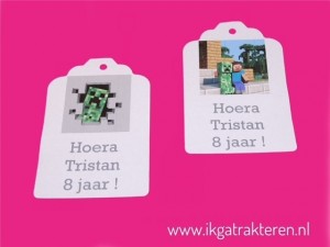 Minecraft Kaartje / Label met Tekst 6,8 cm