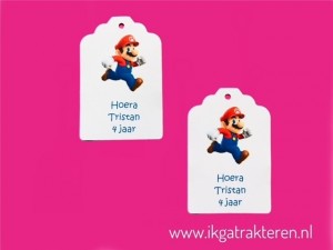 Super Mario Kaartje / Label 6,8 cm met tekst