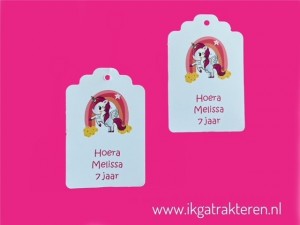 Eenhoorn Kaartje / Label 6,8 cm met Tekst