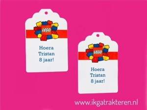 Lego Kaartje / Label 6,8 cm met tekst