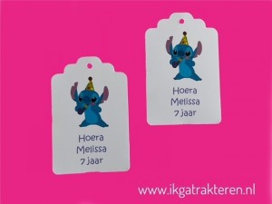 Stitch Kaartje / Label 6,8 cm met Tekst