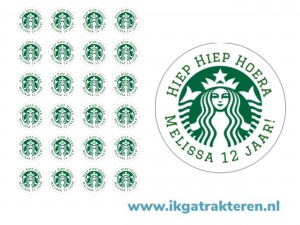 Starbucks traktatie stickers 24 op vel