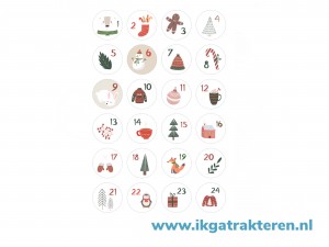 Vel met 24 adventskalender stickers