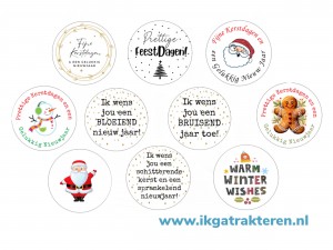 Sticker kerst kleurrijk 