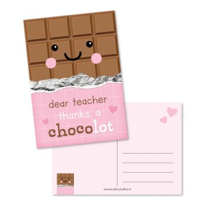 Ansichtkaart Dear Teacher Thanks a Chocolot 