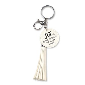   Sleutelhanger Juf Tassel Wit