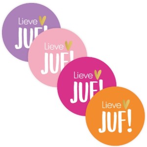 Sticker Juf Hart Gekleurd