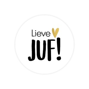 Sticker Lieve Juf! Wit met Hartje