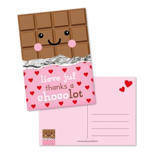Ansichtkaart Lieve Juf Thanks a Chocolot 