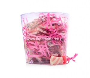 Snoep: Voetje Roze/Wit aan Lint