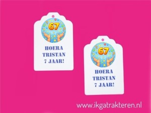 67 Kaartje / Label met Tekst 6,8 cm