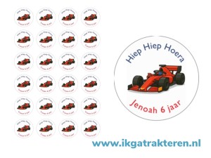 Formule 1 Traktatie Stickers met Tekst 24 op vel