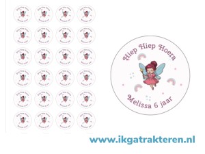 Fee Traktatie Stickers met Tekst 24 op vel
