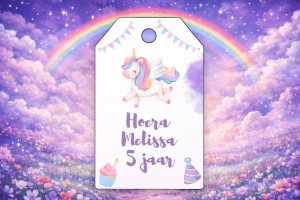 Gepersonaliseerde traktatielabels Eenhoorn met naam en Leeftijd