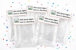 Traktatie zakje met eigen tekst en afbeelding