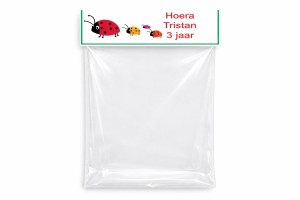 Lieveheersbeestje Traktatie zakje met label met tekst