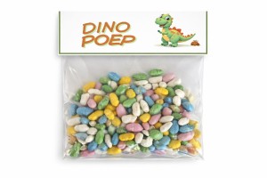 Dino Poep traktatie zakje met label met tekst