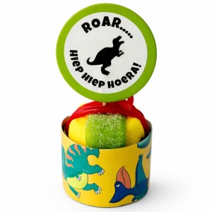 Dino Traktatie Snoeptaart + Klaparmband (per gebakje)