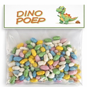 Dino Poep traktatie zakje met label met tekst