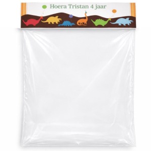 Dino Traktatie zakje met label met tekst