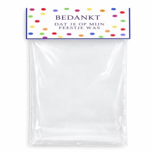 Bedankt dat je op mijn feestje was Traktatiezakje met label met tekst