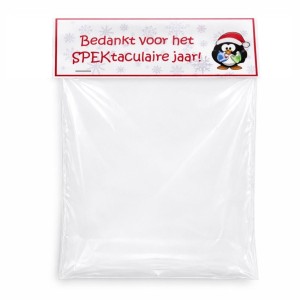 Pinguin Kerst Traktatie zakje met label met tekst