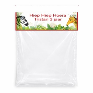 Jungle Traktatie zakje met label met tekst
