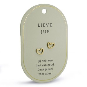 Juffencadeautje Hartjes Oorbellen Lieve Juf