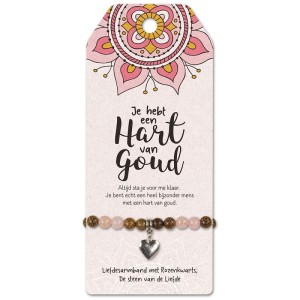Je Hebt een Hart van Goud Armband met Rozenkwarts