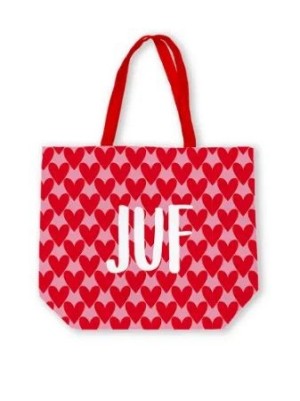 Juf Canvas Tas Hartjes | XL Shopper