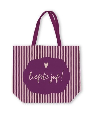 Liefste Juf Canvas Tas Paars | XL Shopper