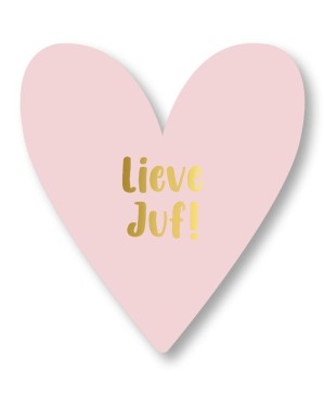 Hartvormige Wenskaart Lieve Juf | A6 met Goudfolie